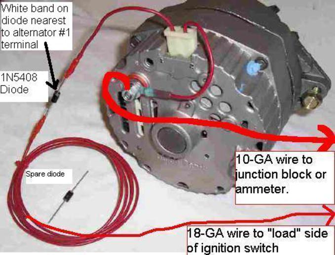 One Wire Alternator Wiring The Cj2a, Gm Mini 1 Wire Alternator Wiring Diagram