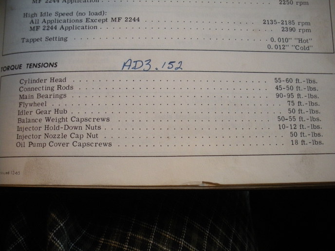 Torque specs ad3.152? - Yesterday's Tractors