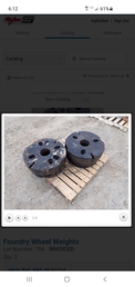 1400 Pound Each Wheel Weights - Apx 24inch diameter and about 13in  thick and have a 3 bolt pattern. Not  sure what they fit