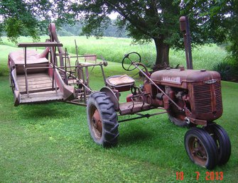 46 Farmall B With Ih NO42 Combine - Just got her home. Needs tires, a few minor repairs, and a good once over.