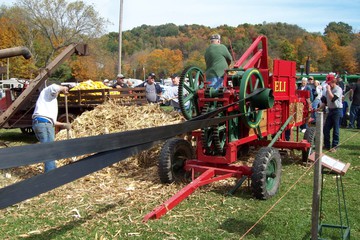 1903 Eli Belt Power Baling Press Style 108 - Baling corn fodder at the Algonguin Mill Fall Festival Oct 2014 near Carrollton, OH. This is the 12th year to demonstrate this baler.