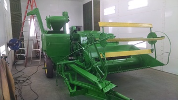 John Deere #30 Combine - Original 85 year old owner wanted it out of his barn. he last used it 25 years ago. I took it home, sandblasted and painted it. Greased it up and took it to the field. 4 aces of oats and it worked like a charm!