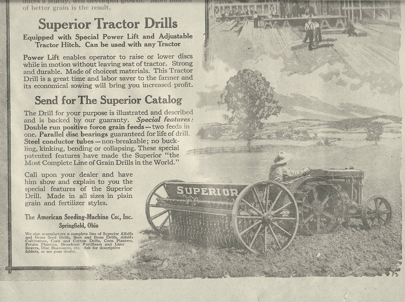 Superior Grain Drill - !918 ad