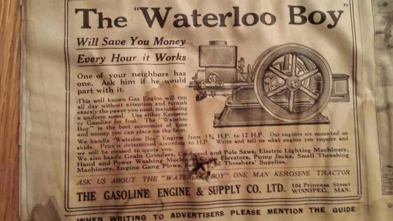 1915 Waterloo Boy - I found the Waterloo Boy add in a Dec.29 1915 Grain  Growers Guide Winnipeg MAN.