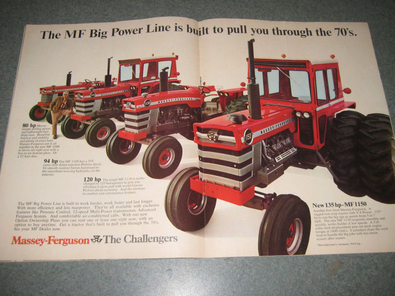 MF 1150, 1130, 1100, And 1080 - This ad was for the tractors in the picture during there day for MF, probably about 1970