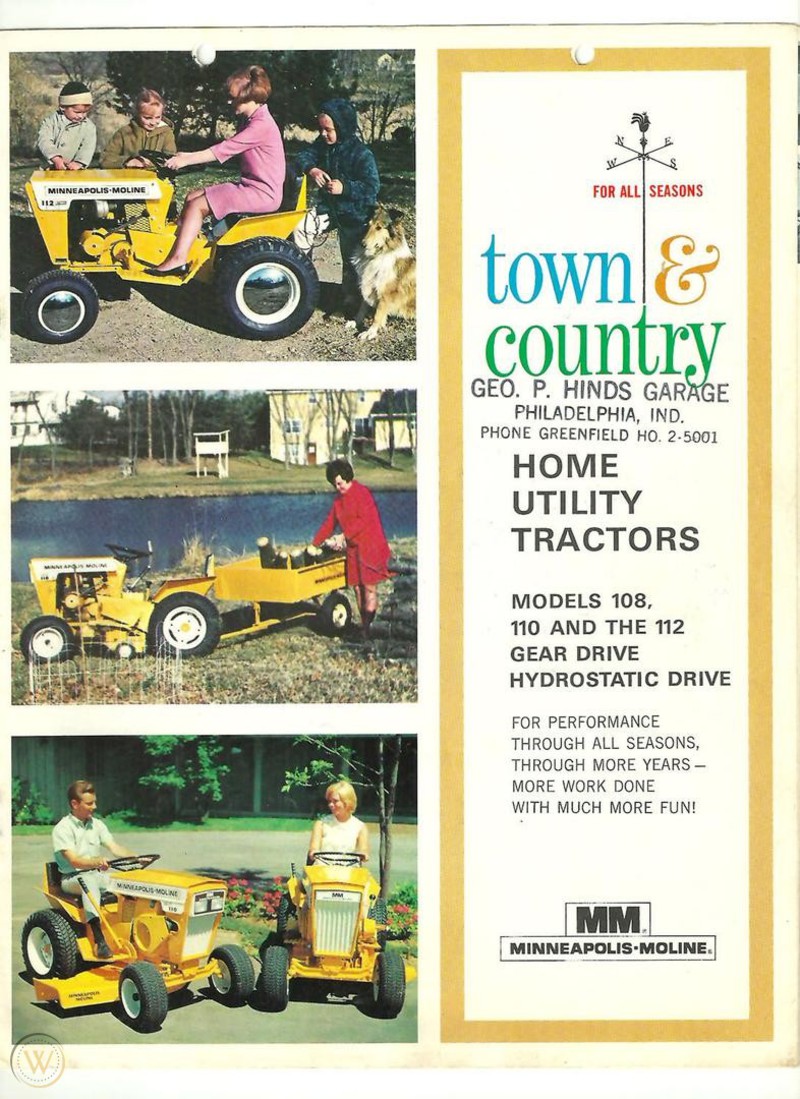 966 Moline 112 Garden Tractor Brochure - made by Jacobsen - note the Moline cart (rare)