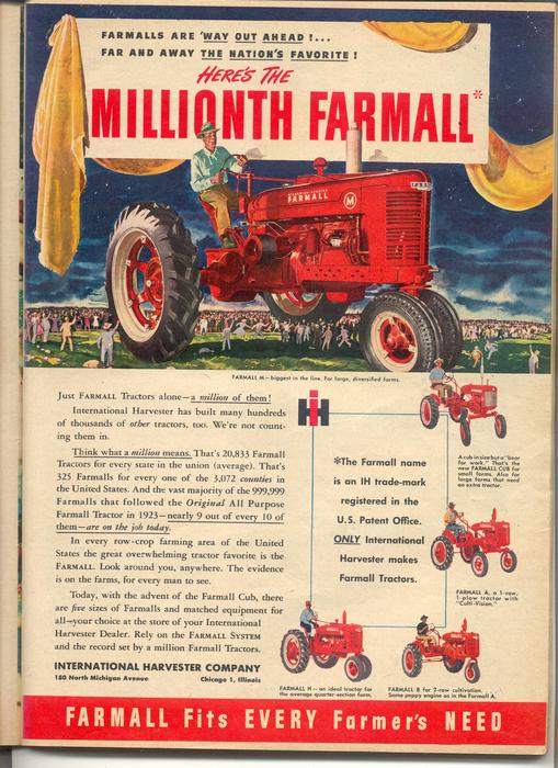 One Millionth Farmall 1947 - from a 1947 farm journal magazine