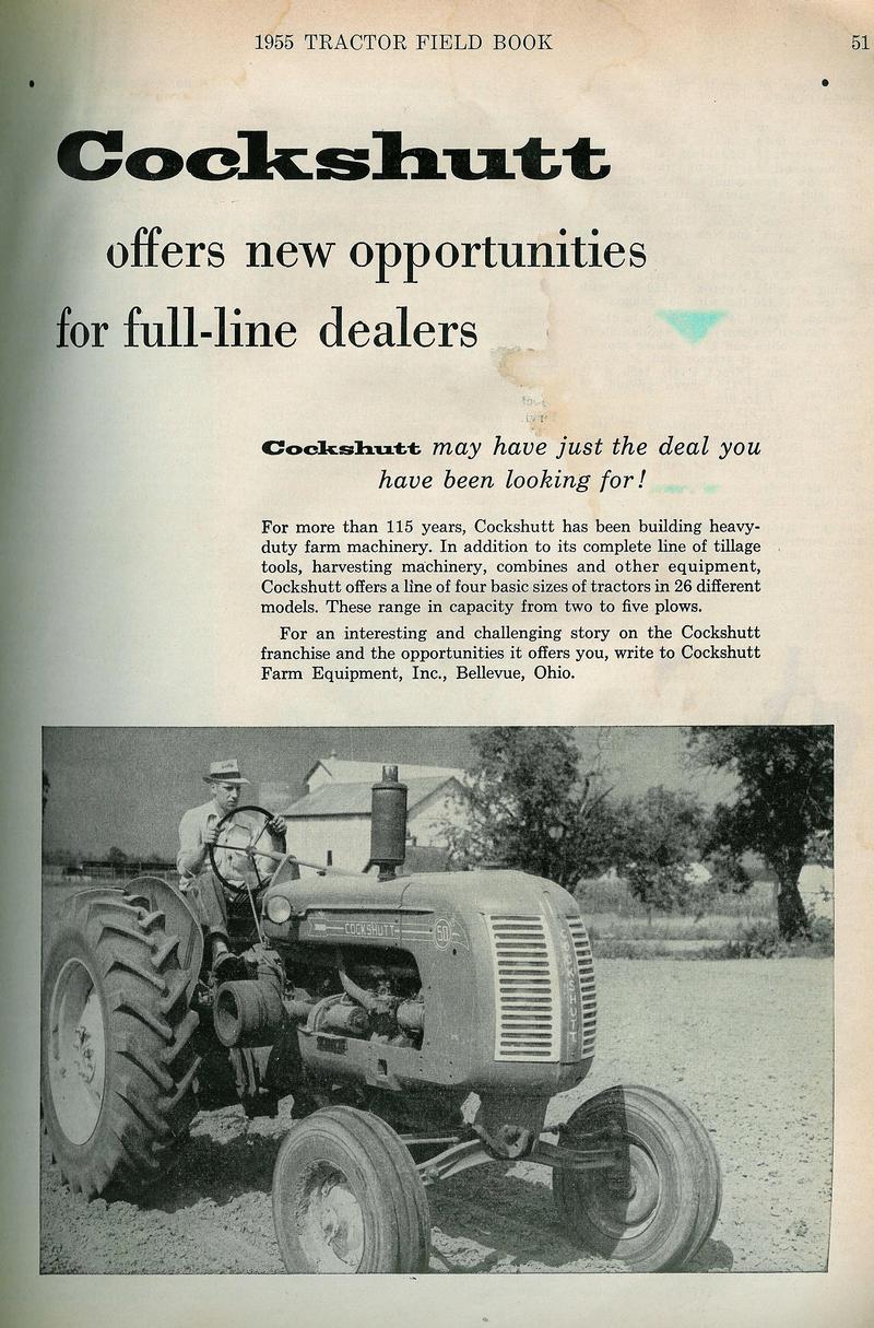 1955 Cockshutt Ad - The Ad was in the 1955 'The Tractor Field Book'.