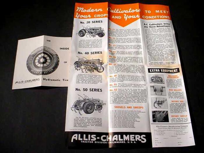 1930S Allis Chalmers Tire And Cultivator Ad - This is an advertisement brochure for Tires and Cultivators for Allis Chalmers in the 1930's.