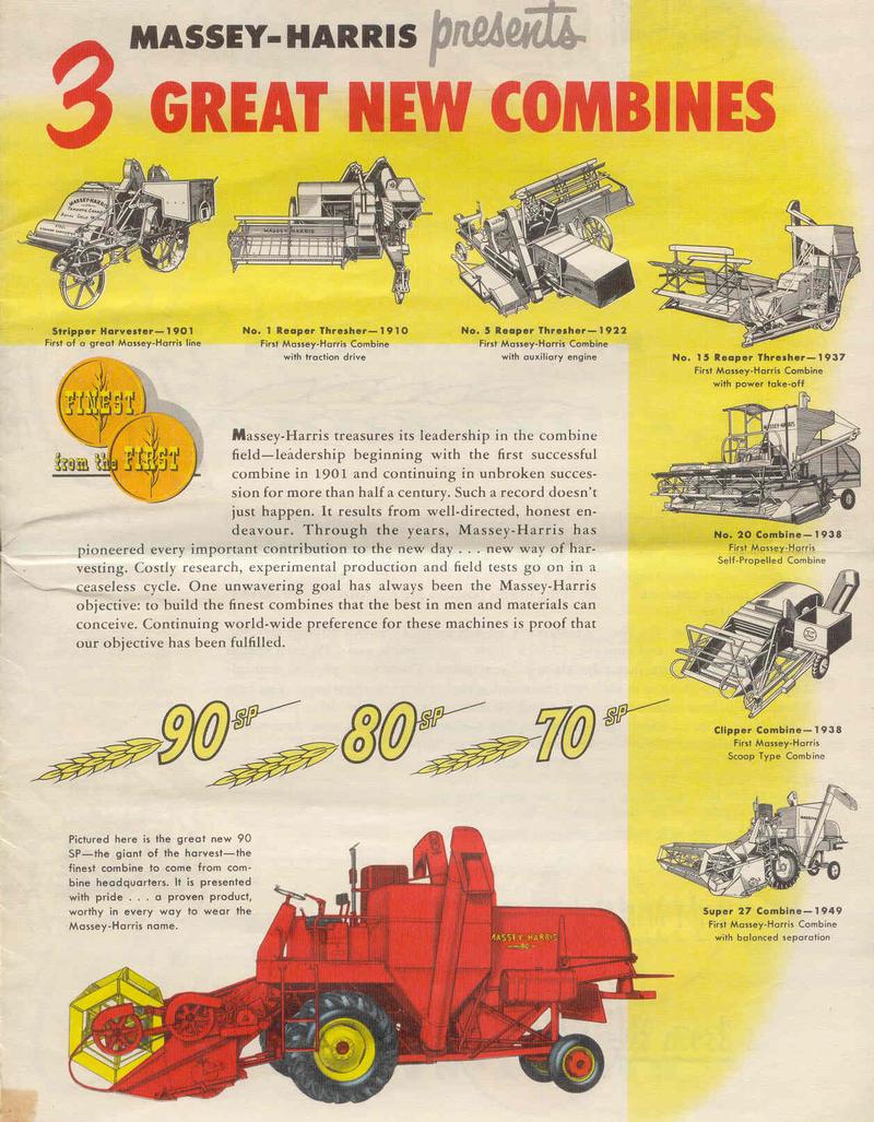 Early 50S Massey Harris - Massey Harris combines advertising brochure from the early 1950s