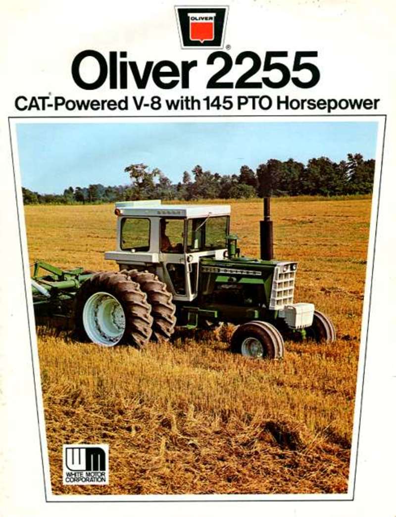 1973 Oliver 2255 Cat V8 Tractor - front cover of brochure - White motors