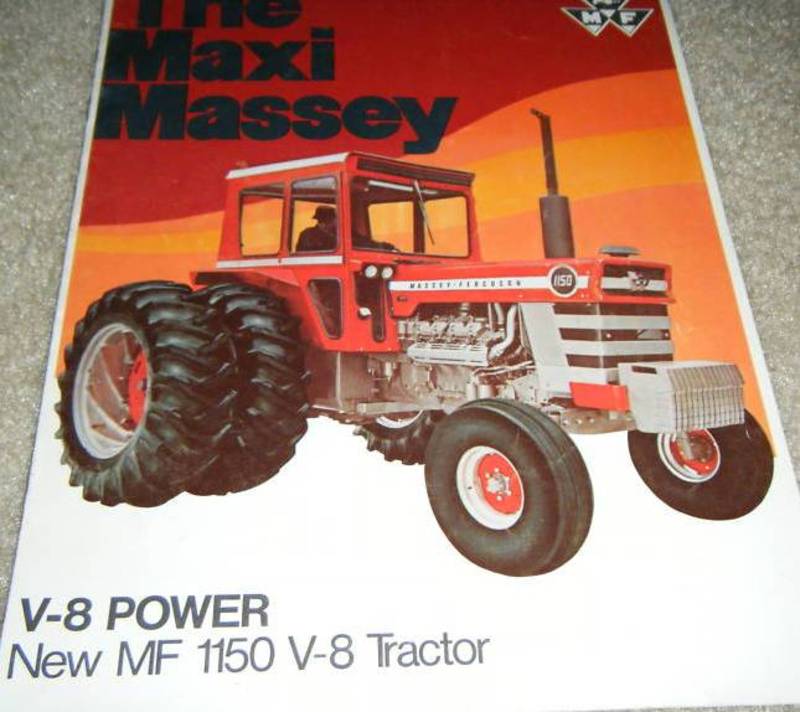 1971 Massey 1150 V8 Tractor - front page of 8 page brochure. The 1150 was introduced in later part of 1970