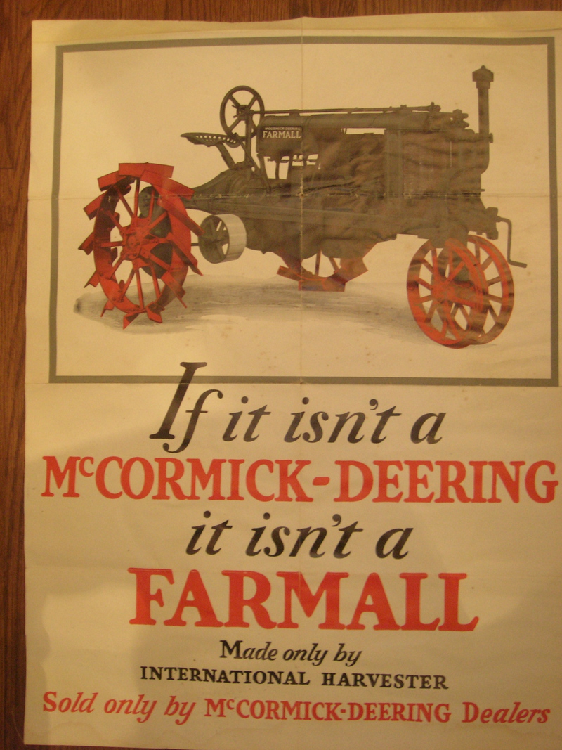 1920's Farmall Regular Sales Brochure - This was framed and hanging in my grandfathers home. Didnt realize it was original til one day i took it out of the frame and turned it over. Proud to say we live in farmall country. if anyone on here can tell me about what this brochure is worth please leave a comment, thanks