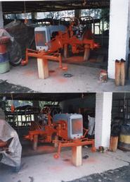 1954 Allis Chalmers CA - Painting Process - I HAVE PAINT ALL THE CHASSIS BEFORE MOUNTED ALL THE SHAPE PARTS,YOU CAN SEE THE SEAT HOOD FENDERS AND GRILL ARE JUST READY TO RESIVE A FRESH PAINT ON