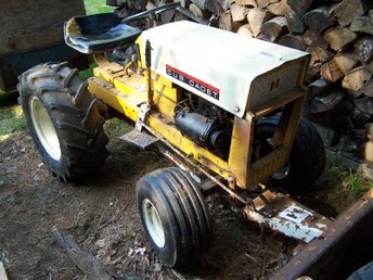70 Cub Cadet - I fabricated the rear 15' rims to mount the 29'-1250-15 tru power tires on the rear. I found the front 5 lug 8' rims on ebay to mount the 18'-850-8 verdestien 5 rib front tires. The total restoration is comming soon.