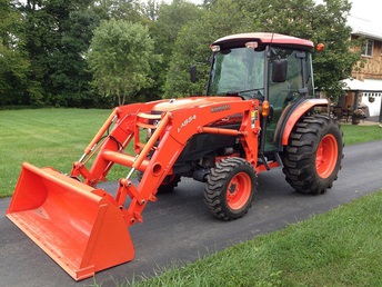 2009 Kubota Grand L5740 Diesel Tractor - Here is a great opportunity to buy a 2009 Kubota Grand L5740 Diesel Tractor With Factory Cab, Heat, A/C, Front Wiper, 4x4, 57 HP Diesel, Three Range Hydro Trans, Three Point Hitch, Rear PTO, Ind Tires with Kubota LA854 Quick Attach Loader