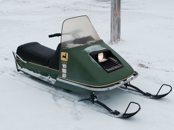 1973 John Deere 500 - Have enough snow this year. Got the sled running      Only has 355 miles. Sure glad I found it.