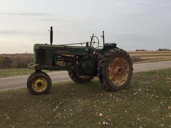 1955 John Deere 50 - John Deere 50 Tractor - used primarily in its life for tobacco work. A few years ago we found the front weights for it.