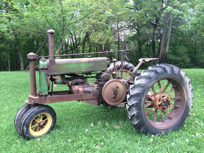 1935 John Deere A (Before) - This 1935 A was restored by the Iowa State University Antique Tractor  Club which consists of 20 college students who all share a passion for  oil iron. This is before we started the restoration.