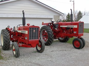 Ih 544 -  The farmall is a gas and the International is a diesel. Both have about 4500 hours.