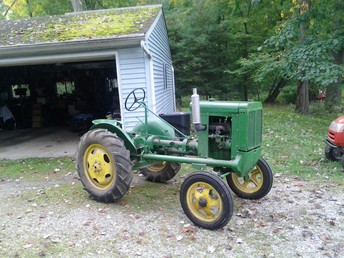 1937 John Deere Model L Orchard - Grandfather's tractor. Bought at Trumbull Co  Fair Dealer Exhibit.