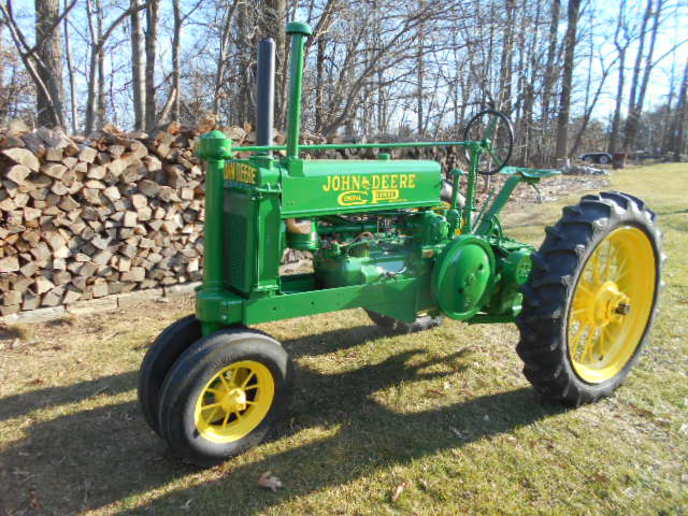 1935 John Deere A Open Fanshaft - Early 1935 John Deere A with open fanshaft. My Dad and I just finished completely restoring this tractor.