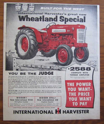 1957 Wheatland Special - I was researching this old advertisement and found  this site.I can tell you this ad was taken from the  1957 Farm and Ranch Review magazine out of Calgary  Alberta Canada.Hope you enjoy the advertisement