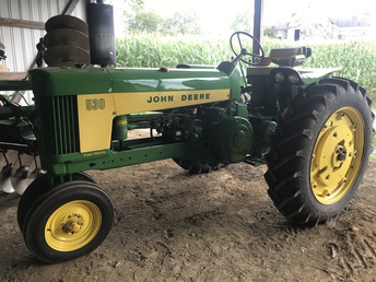 1959 John Deere 530 - Restored this tractor a few years back. Owned it  since 1984 . Bought it with a nice set of 2 row  cultivators.