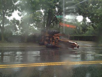 Side Hoe - rain slick road in Staten Island, NOT a  Victory!