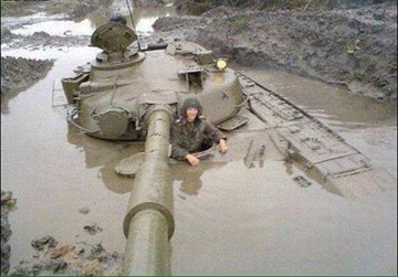 Looks Like A T-80 Russian Tank - There is stuck and then there is really stuck.