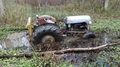 1950 Ferguson TO20 - The wet spot in the trail was deeper than I thought.  Used a winch to pull it right out.