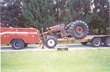 1956 MH-50- Trouble Loading - I was trying to load my tractor on a trailer and I went a little too far!