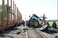 John Deere - Deere ran over by a train!  What a mess!