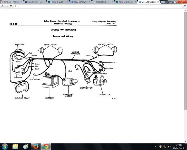 JD Model M Wiring Diagram - Yesterday's Tractors massey feguson tractor ignition switch wiring diagram 