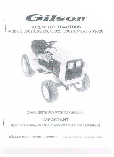 Gilson 16 hp 2025 garden tractor parts