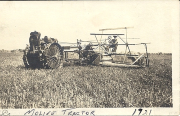 1921 Moline Tractor - The photo was found in my grandmother's scrapbook.  The date on the front of the photo was written by her.