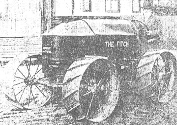 1915 The Fitch Four Drive Tractor - Photo is of a 'Fitch' Four Drive Tractor invented by the driver John H. Fitch of Ludington, MI in 1915.  John later formed the Four Drive Tractor Company in Big Rapids, MI. (Cjjrmdixon@Netzero.Net)