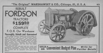 Fordson - 1940 Warshawsky catalog selling rebuilt Fordsons