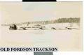 Old Fordson Trackson - Oldfordson with 3 sleds going across  lake . circ.1930