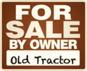 for sale by owner sign with old tractor handwritten