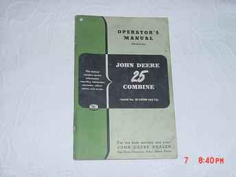 John Deere 25 Combine Oper Man