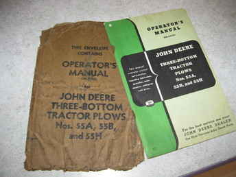 John Deere 55A-B-H 3 BTM Plow Manual