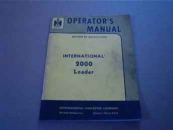 Ih 2000 Loader Manual Sold