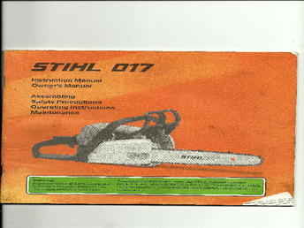 Stihl 017 Chain Saw Manual