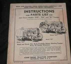 1938 Johndeere BR/BO/Bi Manual