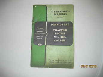 John Deere Vint Orig 66A&66H Plow Mana