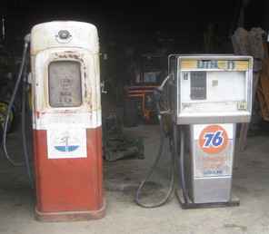 Two Vintage Farm Fuel Pumps