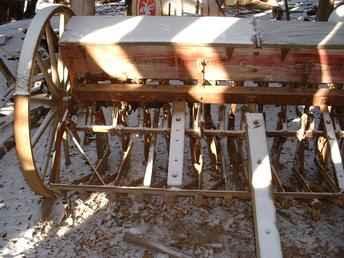 Old Wooden Wheel Grain Drill