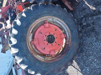 Like New 13-6-28 Tires On AC W - Like New set of 13-6-28 Tires mounted on  loaded Allis Chalmers WD45 wheels. Both ~nl~wheels have rust.